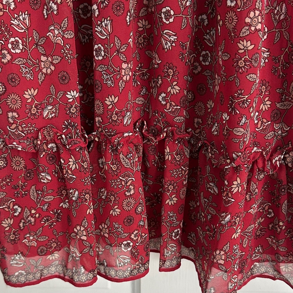 BNWT Max Studio Red Floral Long Sleeve Dress - Picture 6 of 7